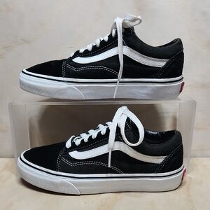 Vans Black White Classic Sneaker Women 6 Leather Suede Canvas Shoe Men 4.5